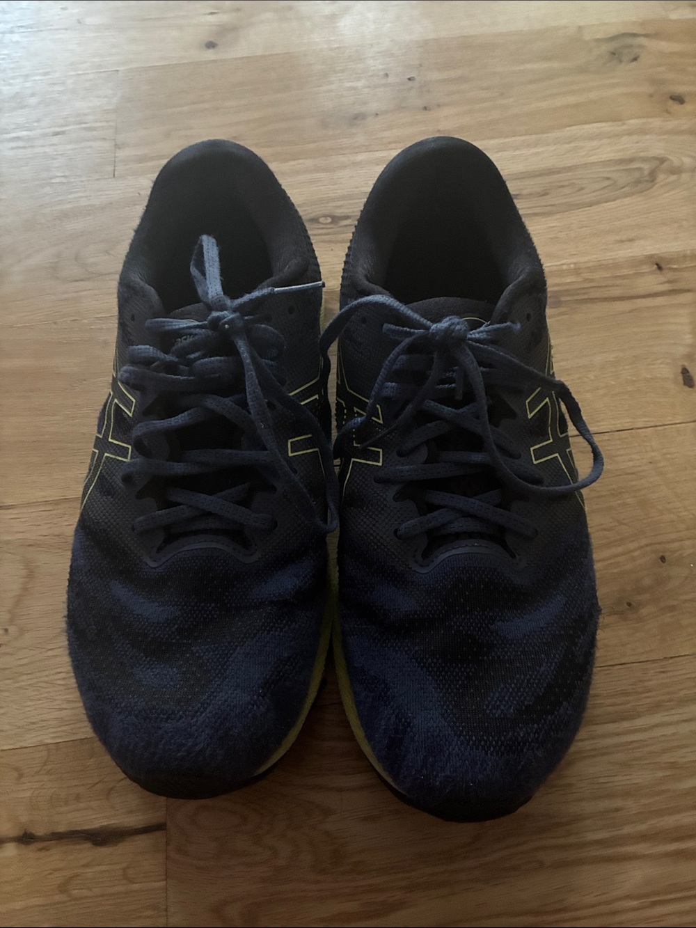 Asics Navy and Yellow Men's Athletic Running Shoes